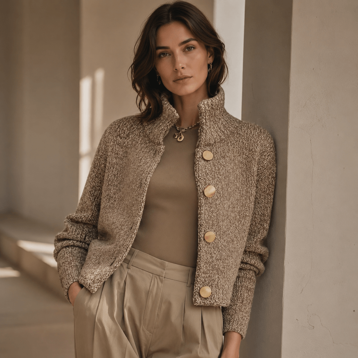 Aurora - Elegant Textured Jacket with Large Buttons