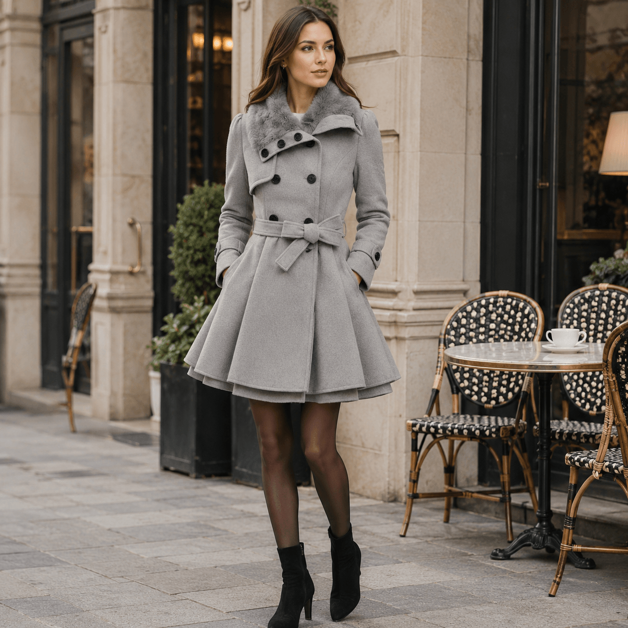 Naia | Tailored Winter Coat with Fur Collar
