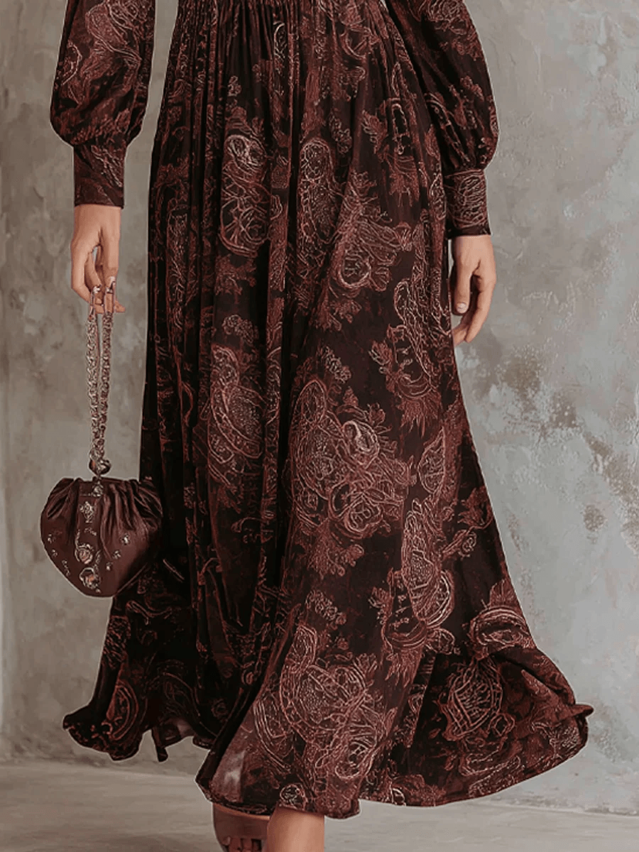 Ariane™ | Paisley Print Maxi Dress with Waist Accent