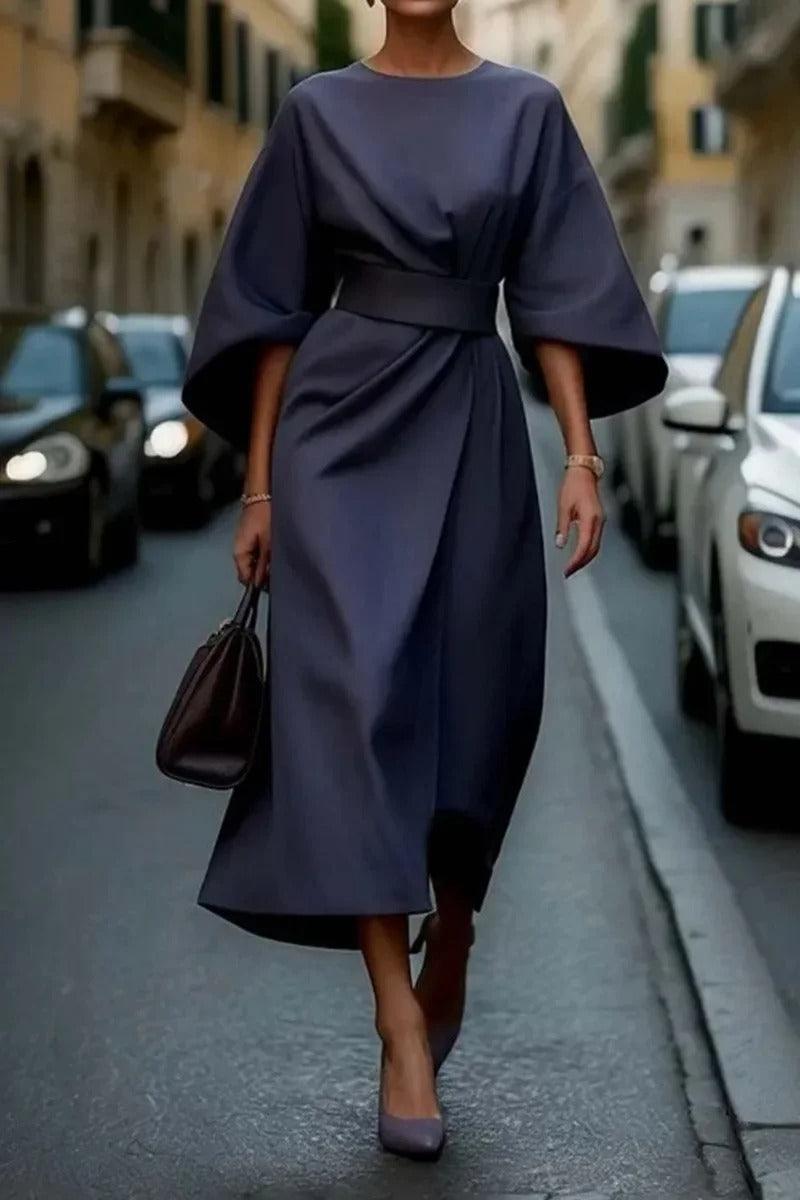 Rita - Elegant Dress with Lsuedern Sleeves and Belt