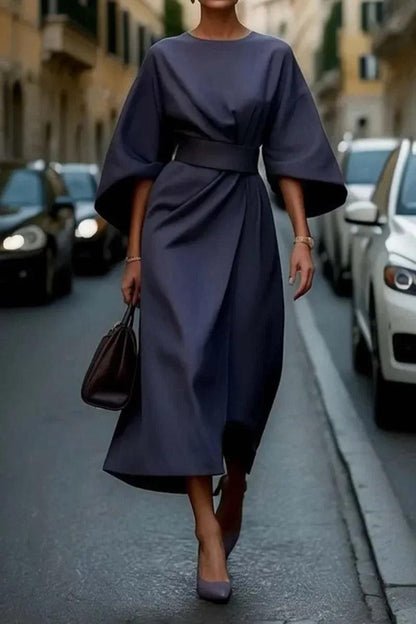 Rita - Elegant Dress with Lsuedern Sleeves and Belt
