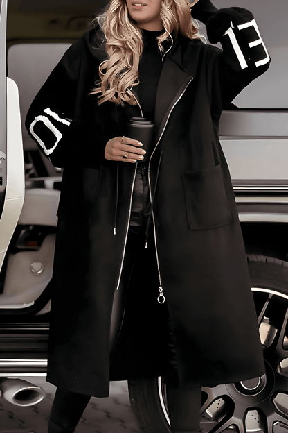 Lysanne - Long Hooded Coat with Pockets