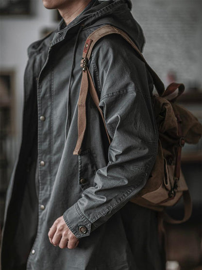 Ragnar - Vintage Military-Style Hooded Jacket