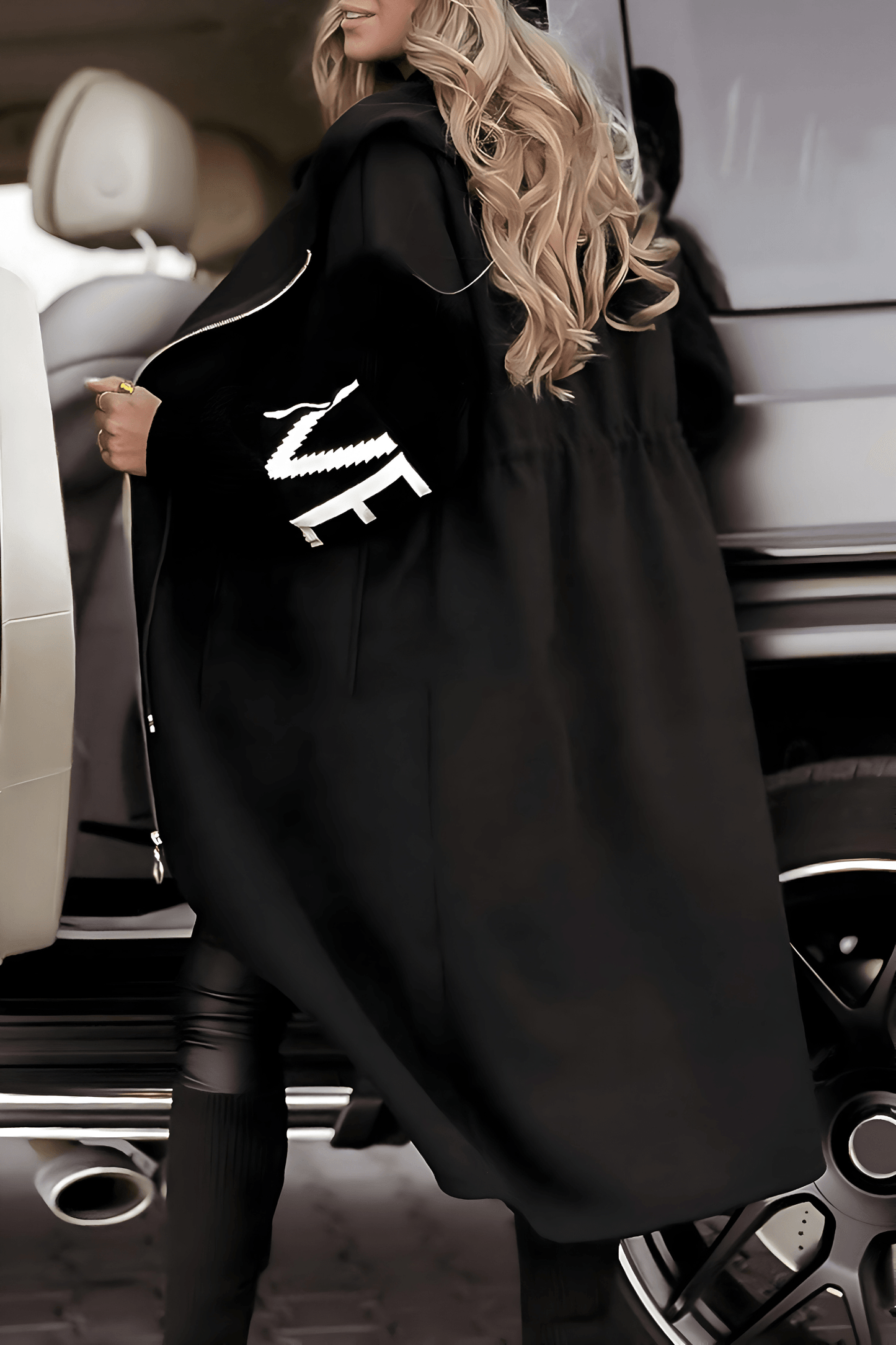 Lysanne - Long Hooded Coat with Pockets