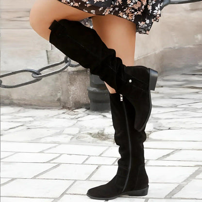 Kimara - High Leather Boots with Siof Zip