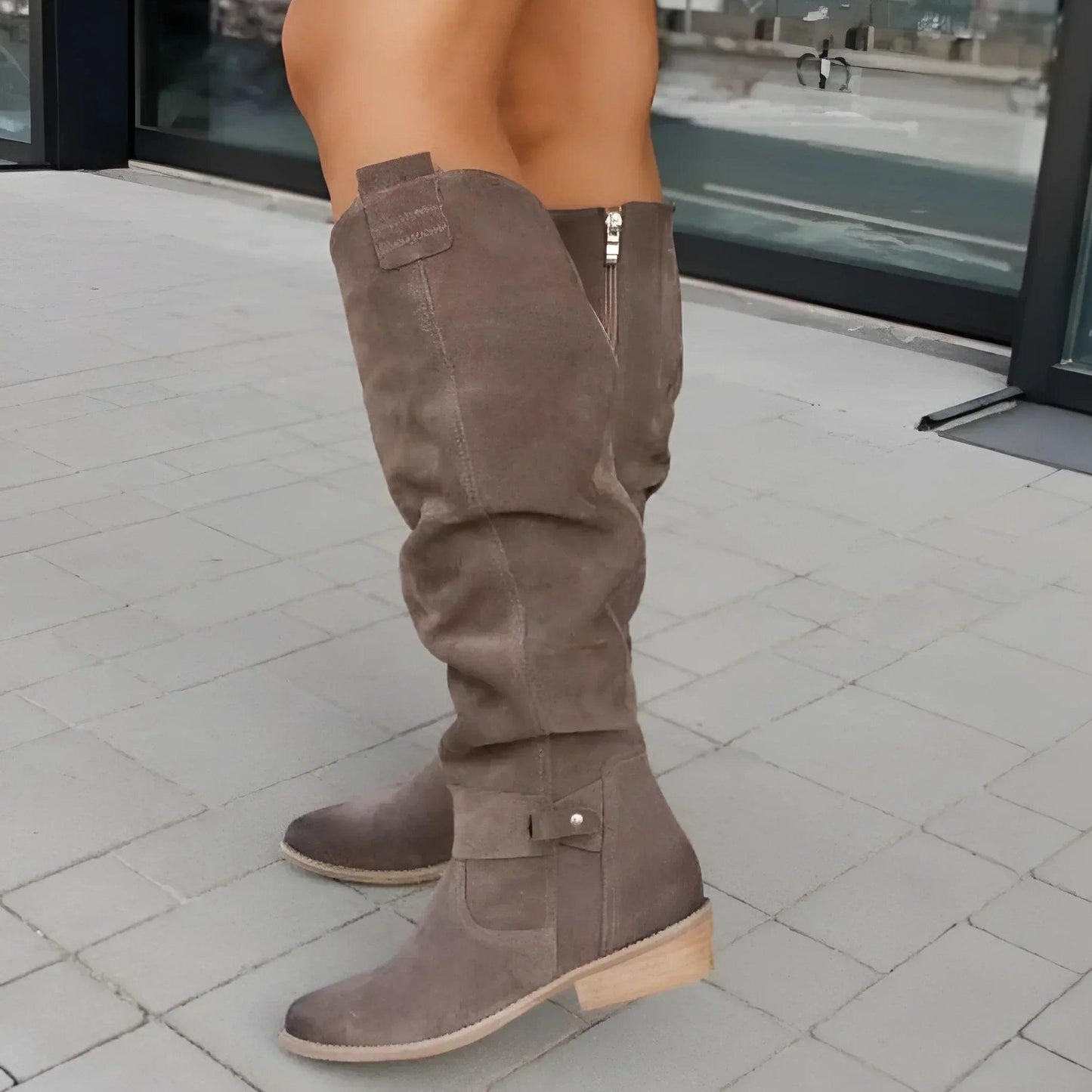 Kimara - High Leather Boots with Siof Zip