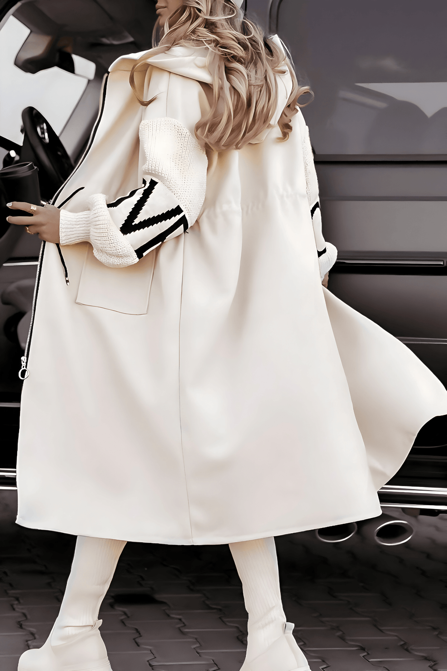 Lysanne - Long Hooded Coat with Pockets