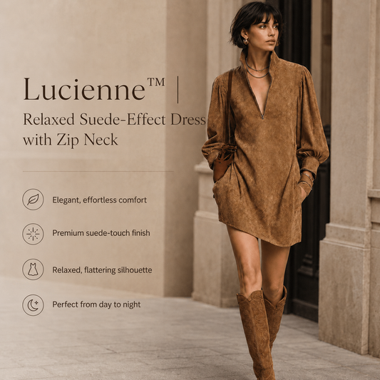 Lucienne™ | Relaxed Suede Dress with Zip