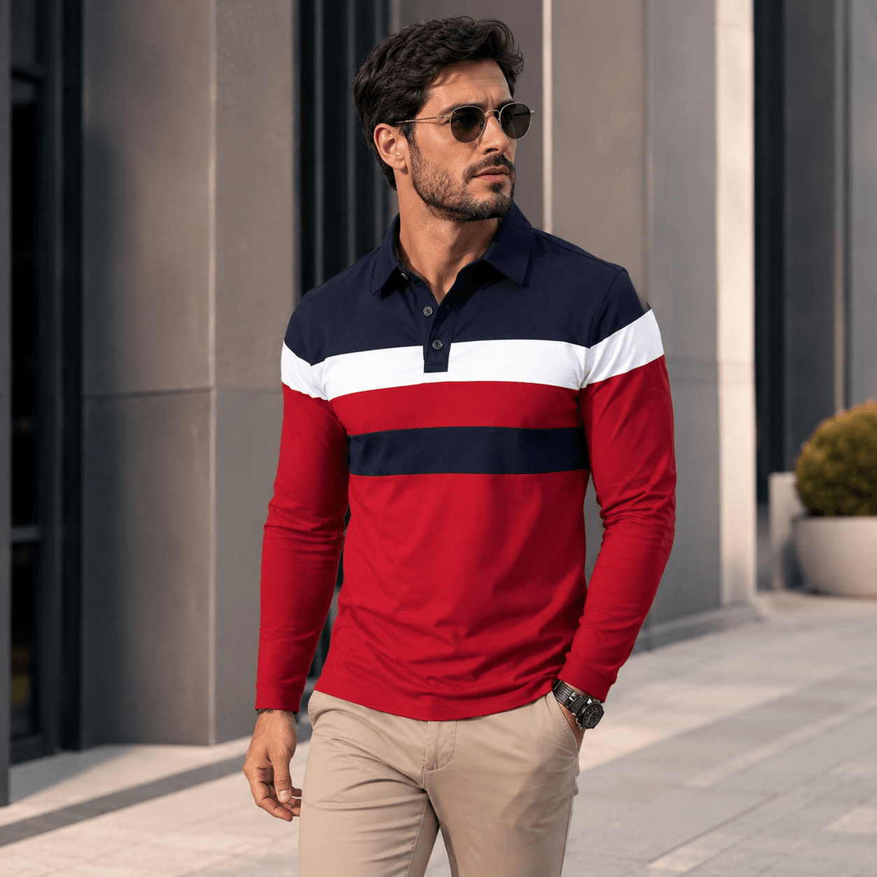 Egu | Tricolor Striped Polo for Men