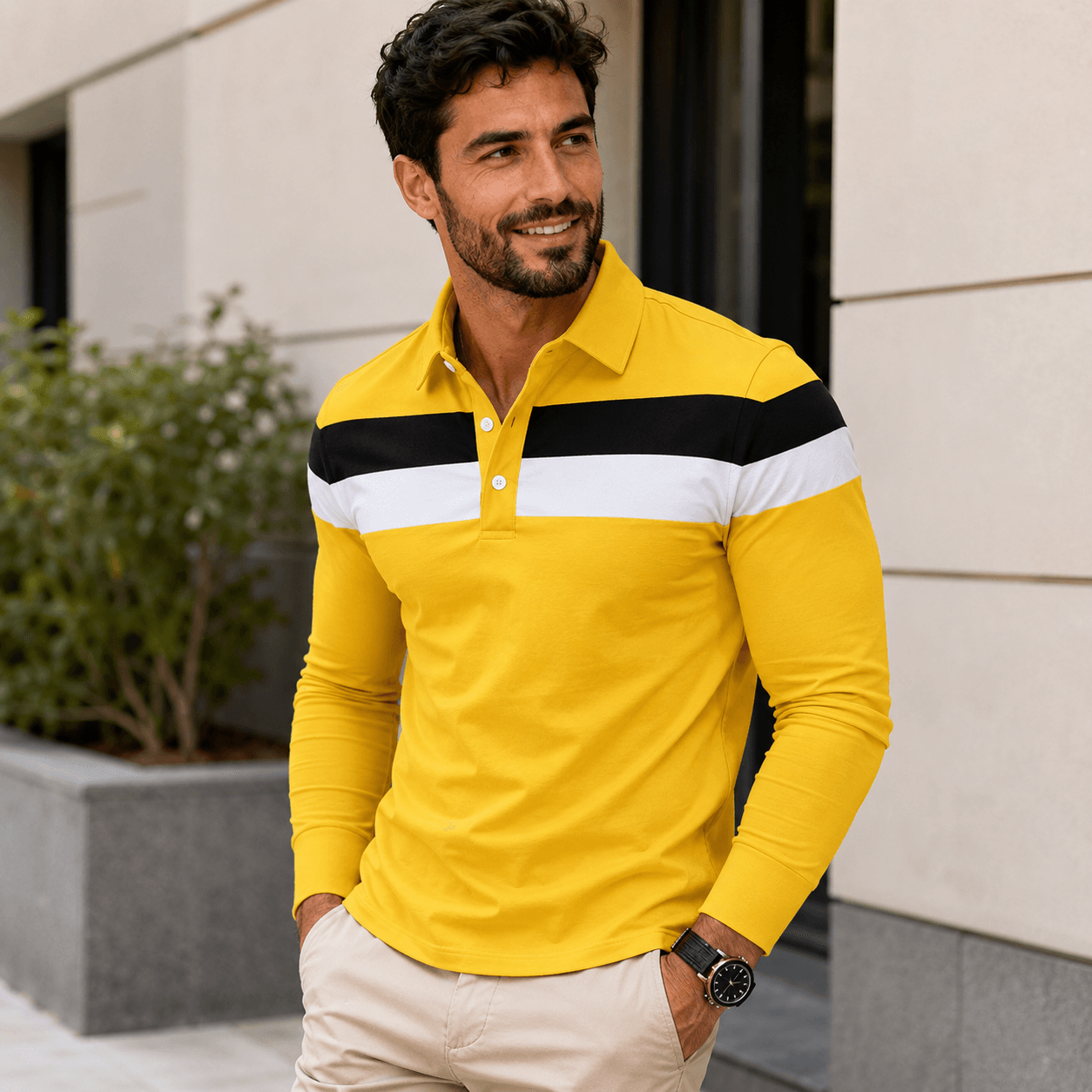 Egu | Tricolor Striped Polo for Men