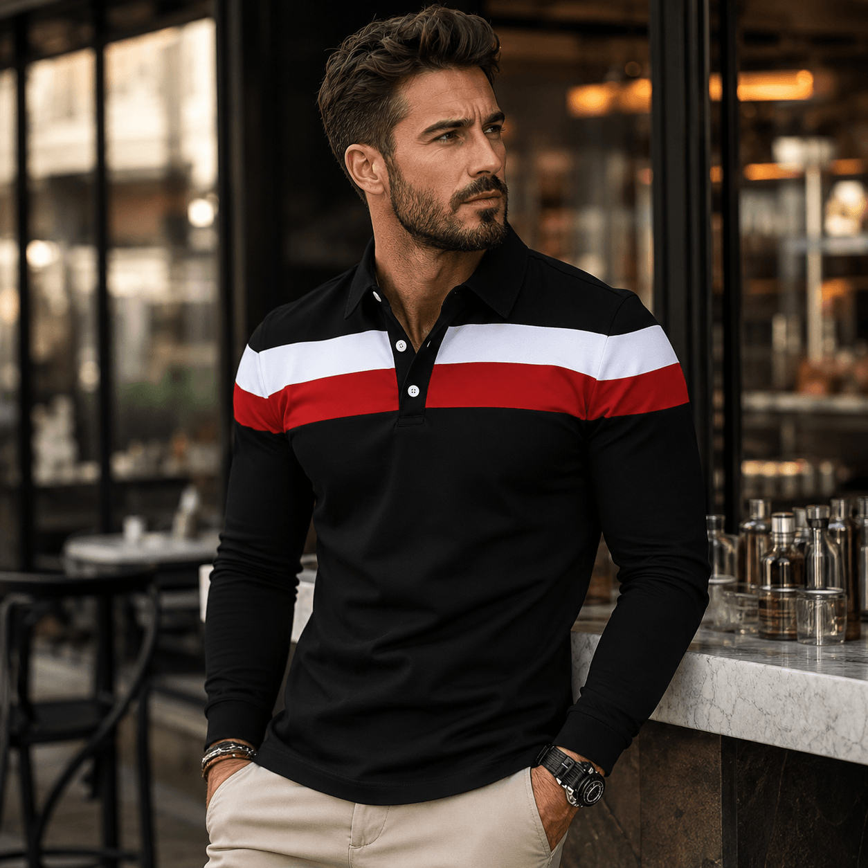 Egu | Tricolor Striped Polo for Men
