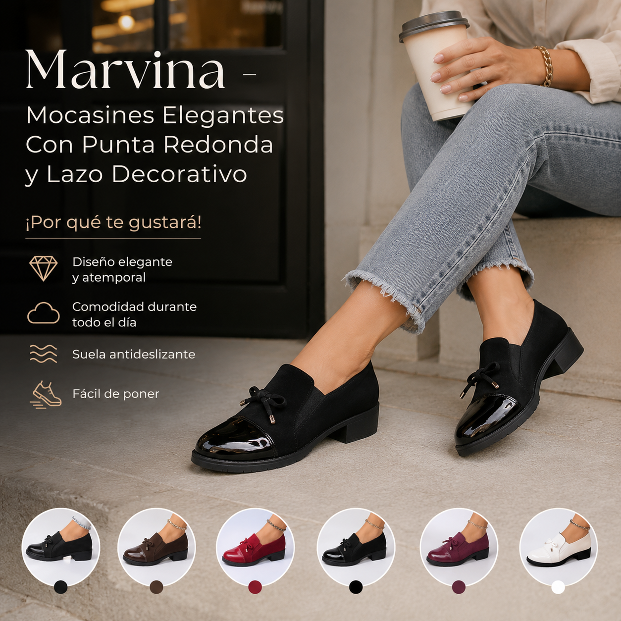 Marvina - Elegant Round-Toe Loafers with Decorative Bow