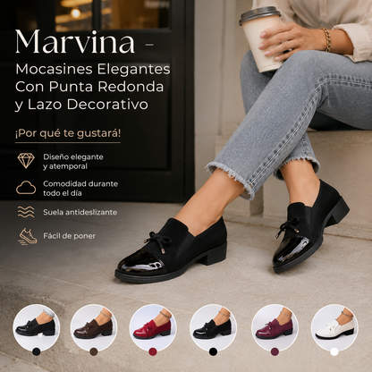Marvina - Elegant Round-Toe Loafers with Decorative Bow
