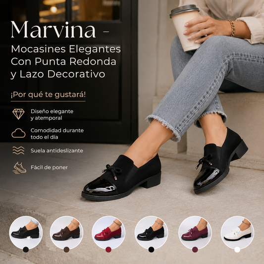 Marvina - Elegant Round-Toe Loafers with Decorative Bow