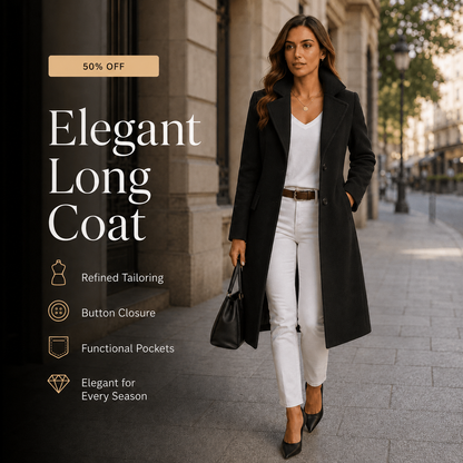Dfina - Elegant Long Buttoned Coat