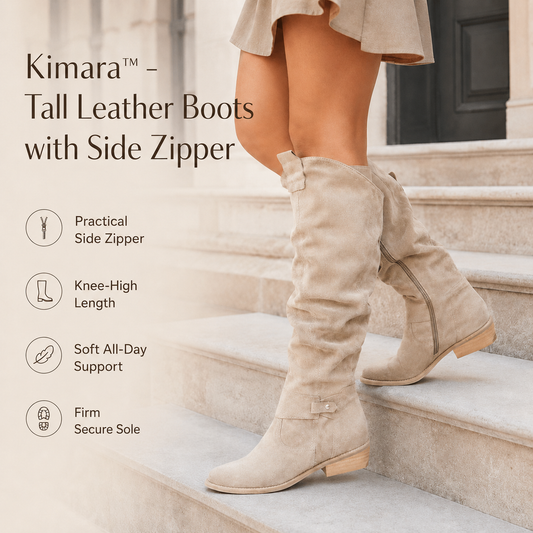 Kimara - High Leather Boots with Siof Zip