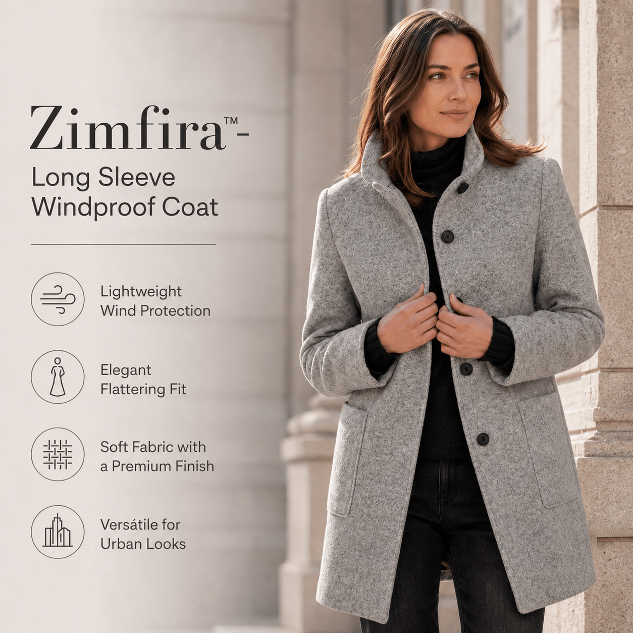 Zimfira - Long-Sleeve Windbreaker Coat
