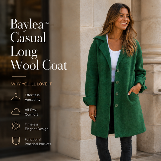Baylea - Casual Long Wool Coat with Lapel