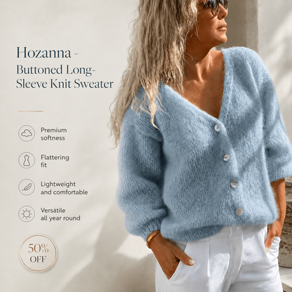 Hozanna - Long-Sleeve Buttoned Knit Sweater