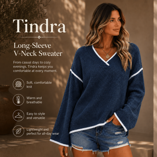 Tindra - Long-Sleeve V-Neck Sweater