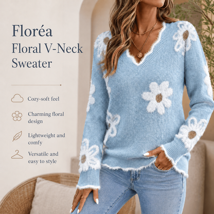 Floréa - Floral V-Neck Sweater