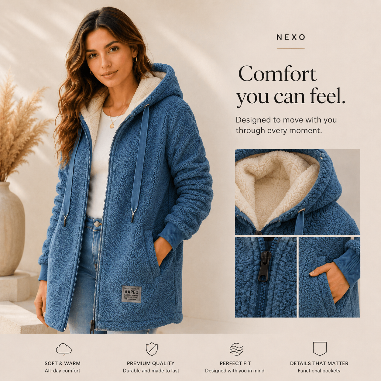Warm Teddy Fleece Jacket for Women