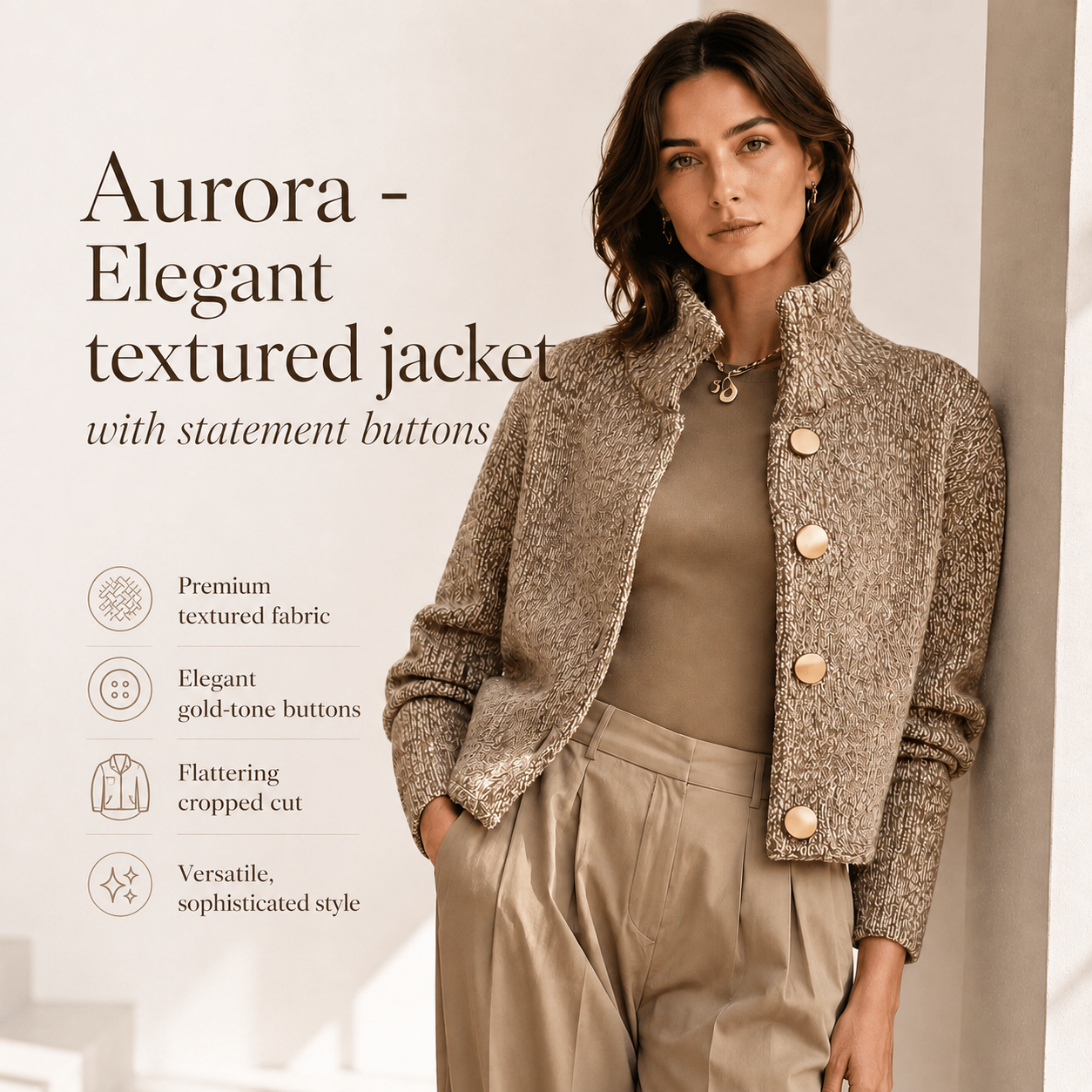 Aurora - Elegant Textured Jacket with Large Buttons