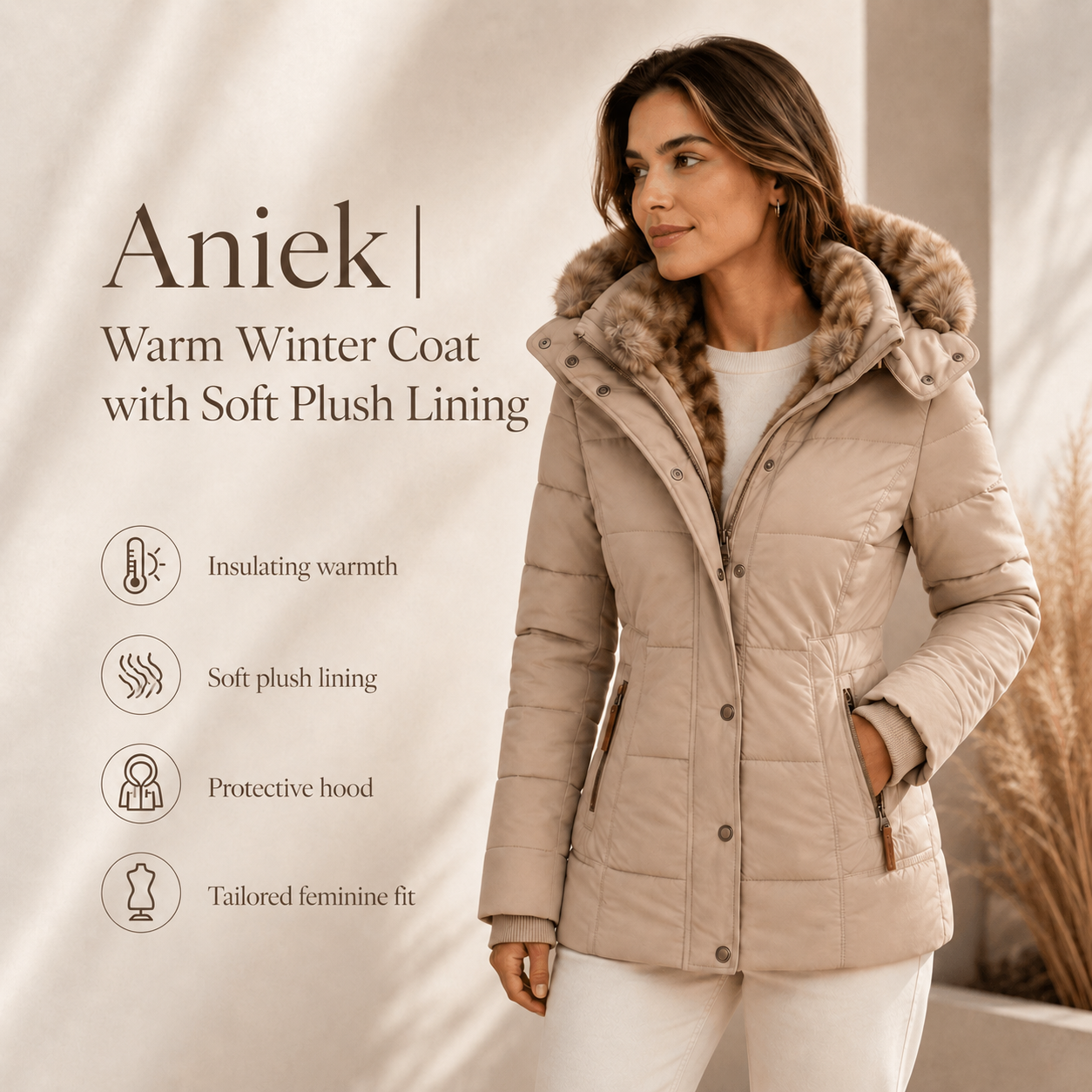 Aniek | Warm Winter Coat with Soft Fur Lining