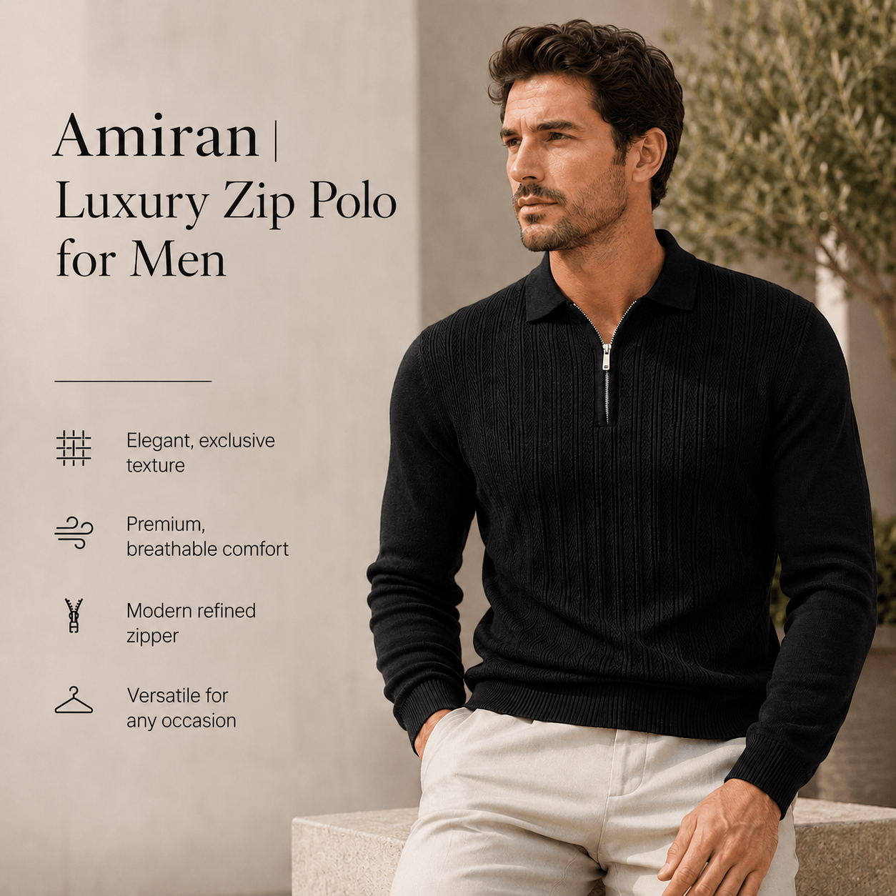 Amiran | Luxury Zip Polo for Men