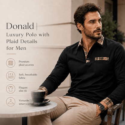 Donald | Luxury Polo with Checked Details for Men