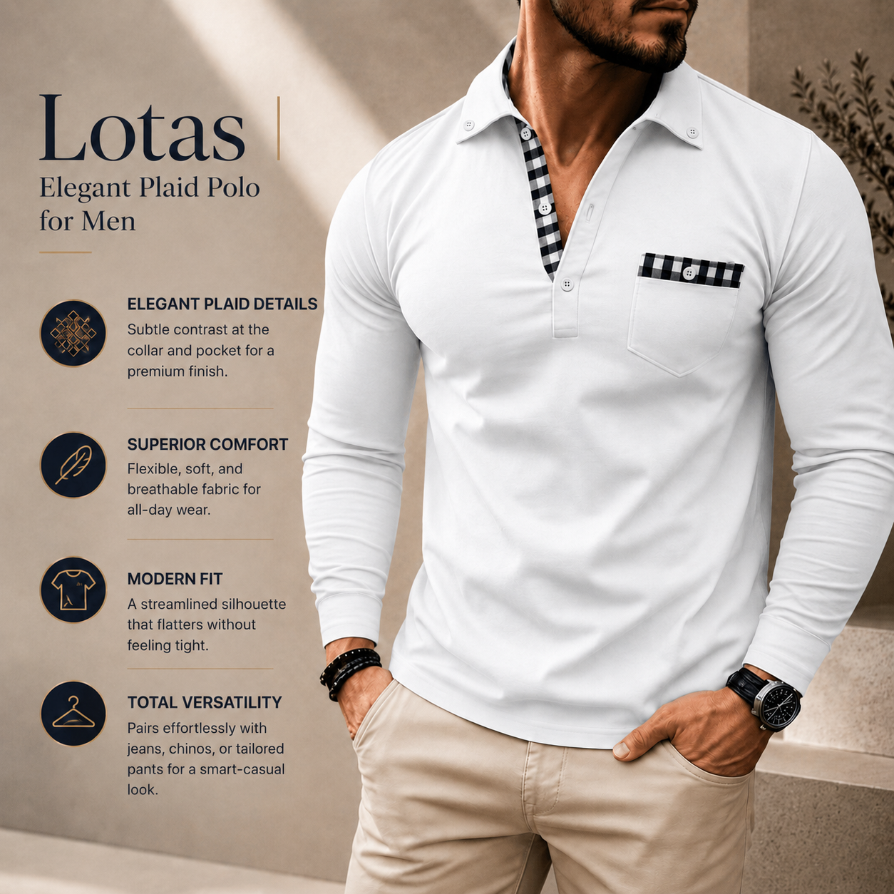 Lotas | Elegant Checked Polo for Men