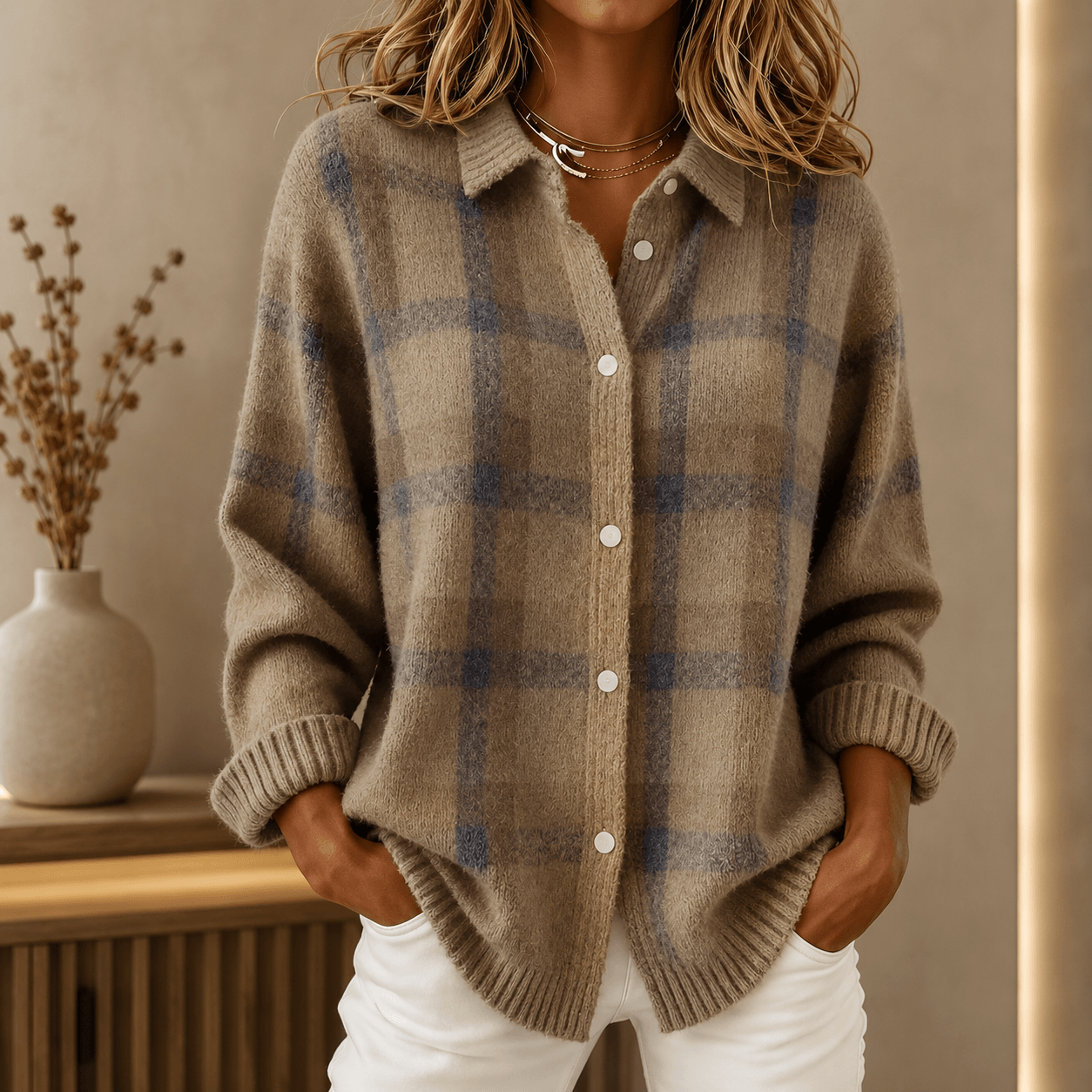 Tesa | Checked Knit Vest