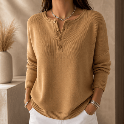 Mira – Knit Sweater with Button Closure