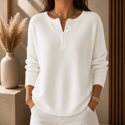 Mira – Knit Sweater with Button Closure