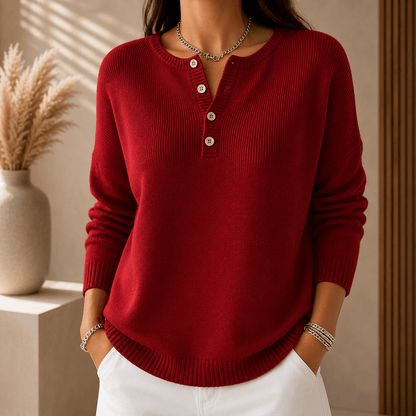 Mira – Knit Sweater with Button Closure
