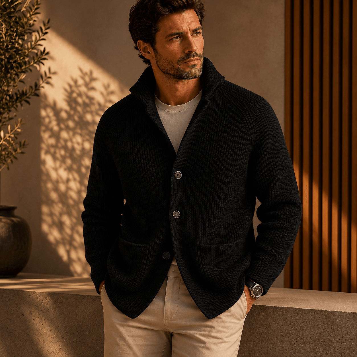 Hugo | Ribbed Wool Cardigan for Men