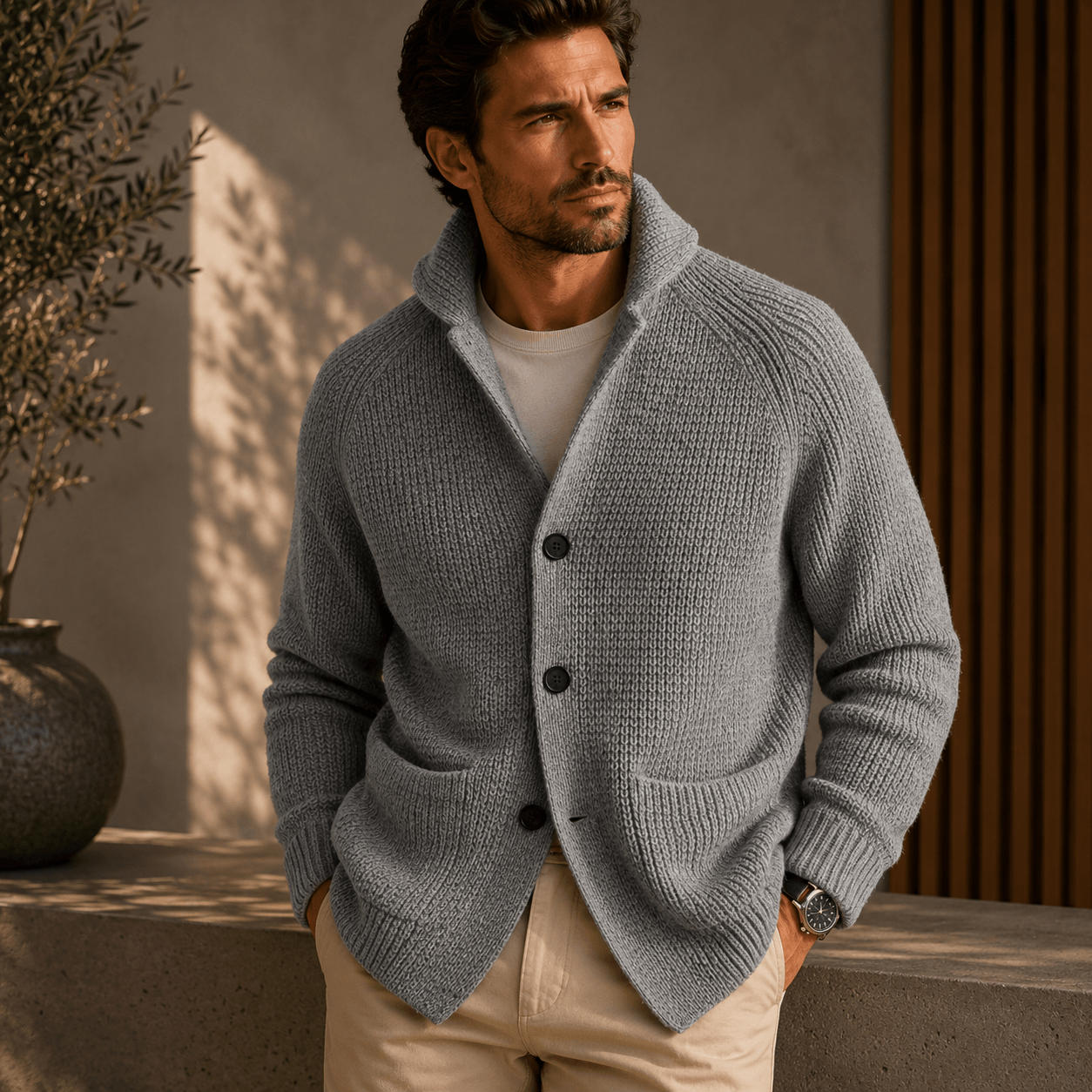 Hugo | Ribbed Wool Cardigan for Men