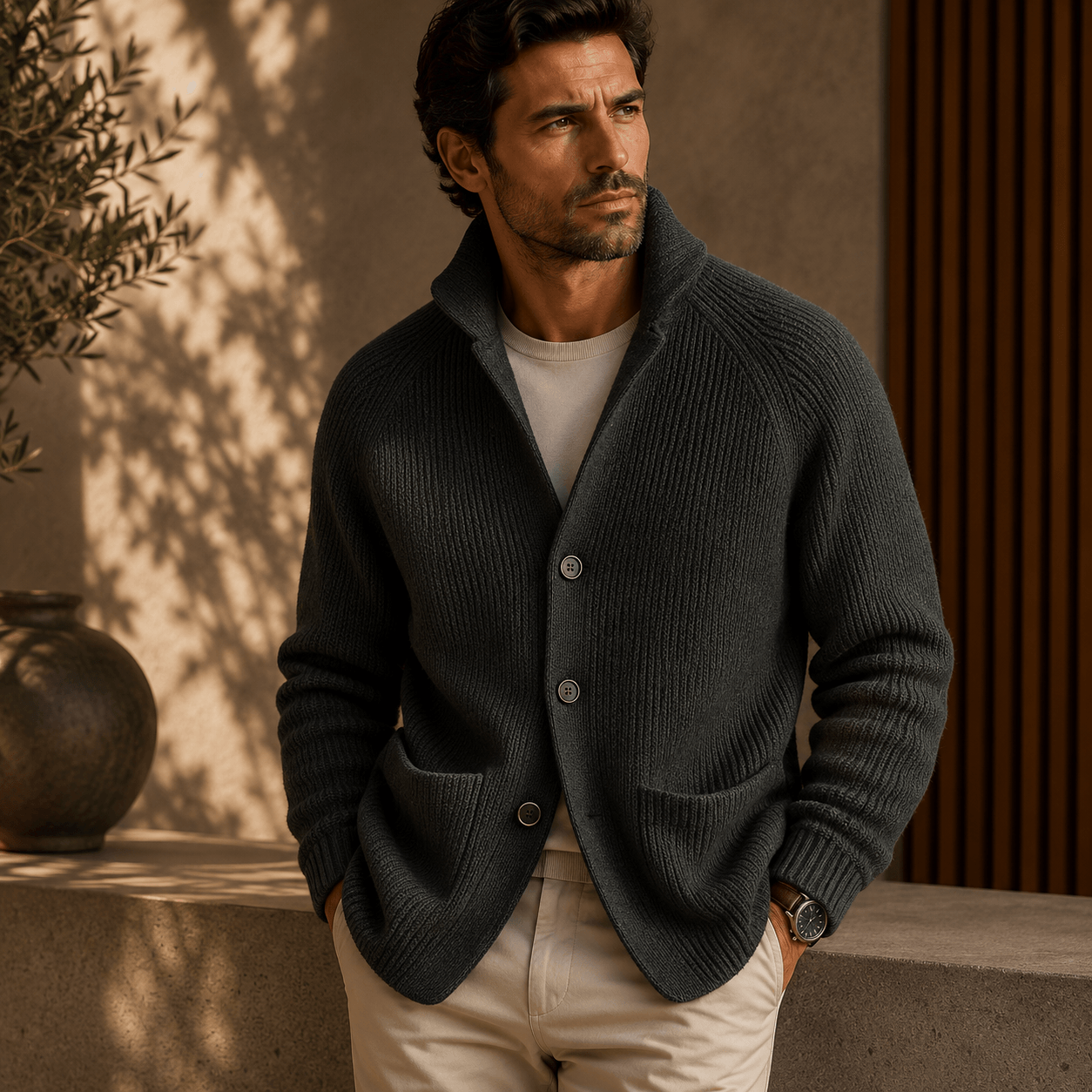 Hugo | Ribbed Wool Cardigan for Men