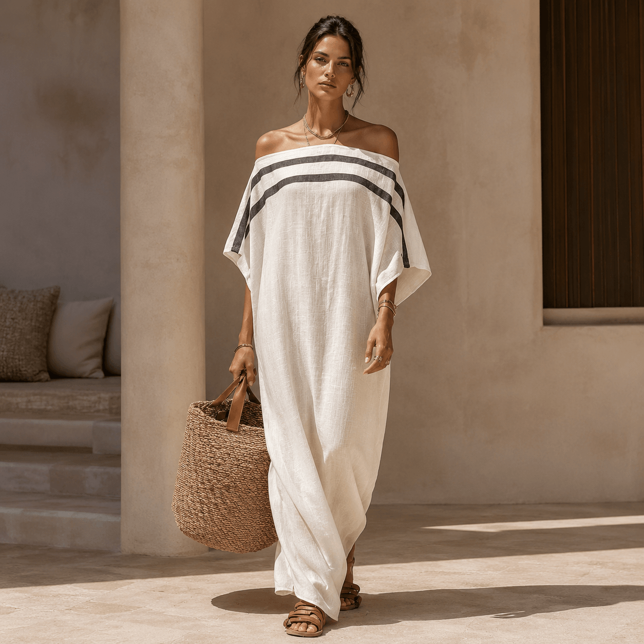 Aveline™ | Off-Shoulder Maxi Dress with Batwing Sleeves
