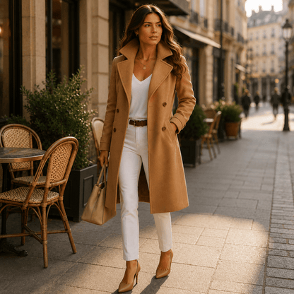 Dfina - Elegant Long Buttoned Coat