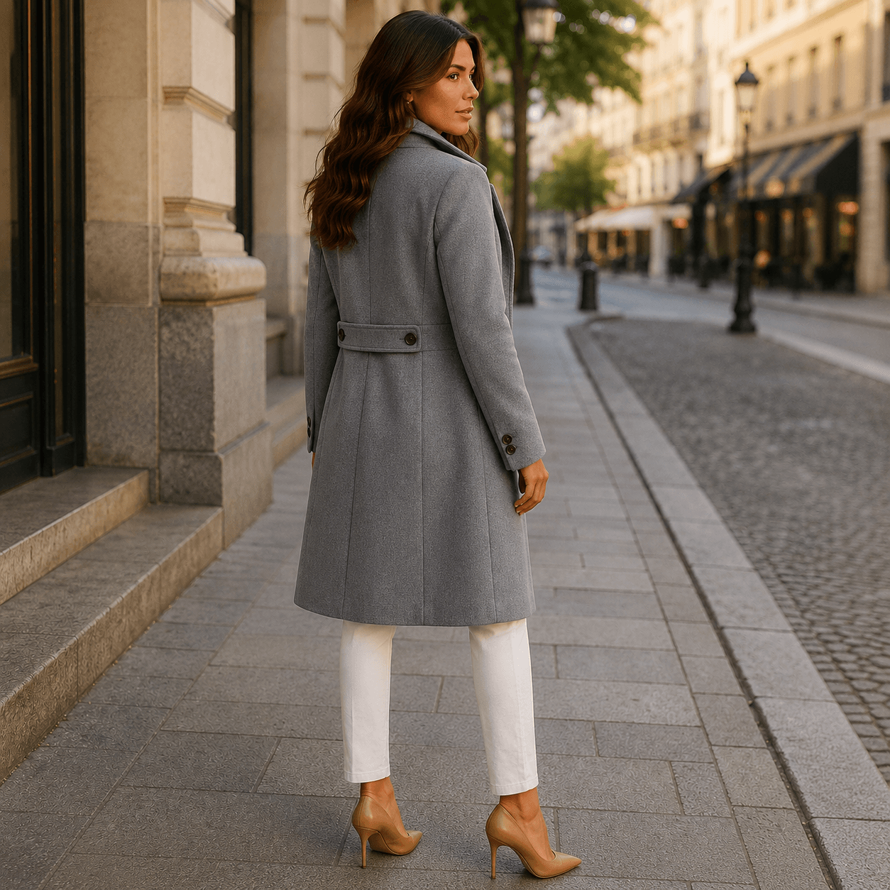 Dfina - Elegant Long Buttoned Coat