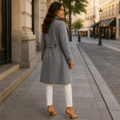 Dfina - Elegant Long Buttoned Coat