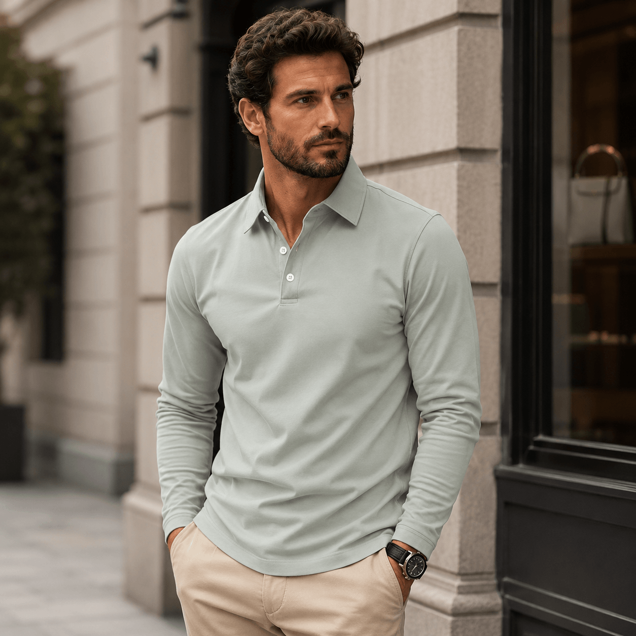 Enne | Luxury Long-Sleeve Polo for Men