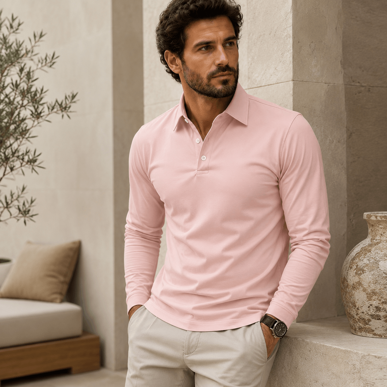 Enne | Luxury Long-Sleeve Polo for Men