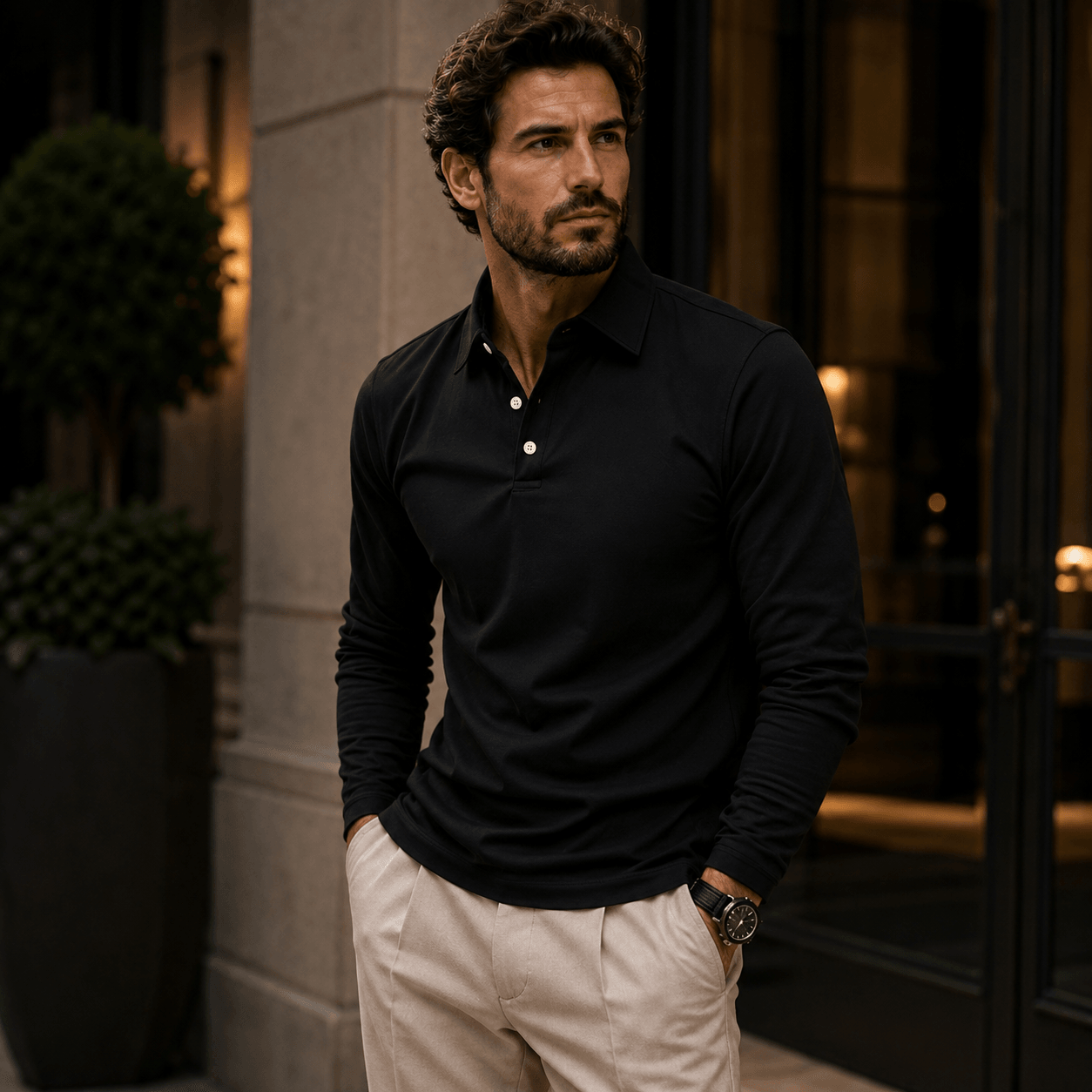Enne | Luxury Long-Sleeve Polo for Men