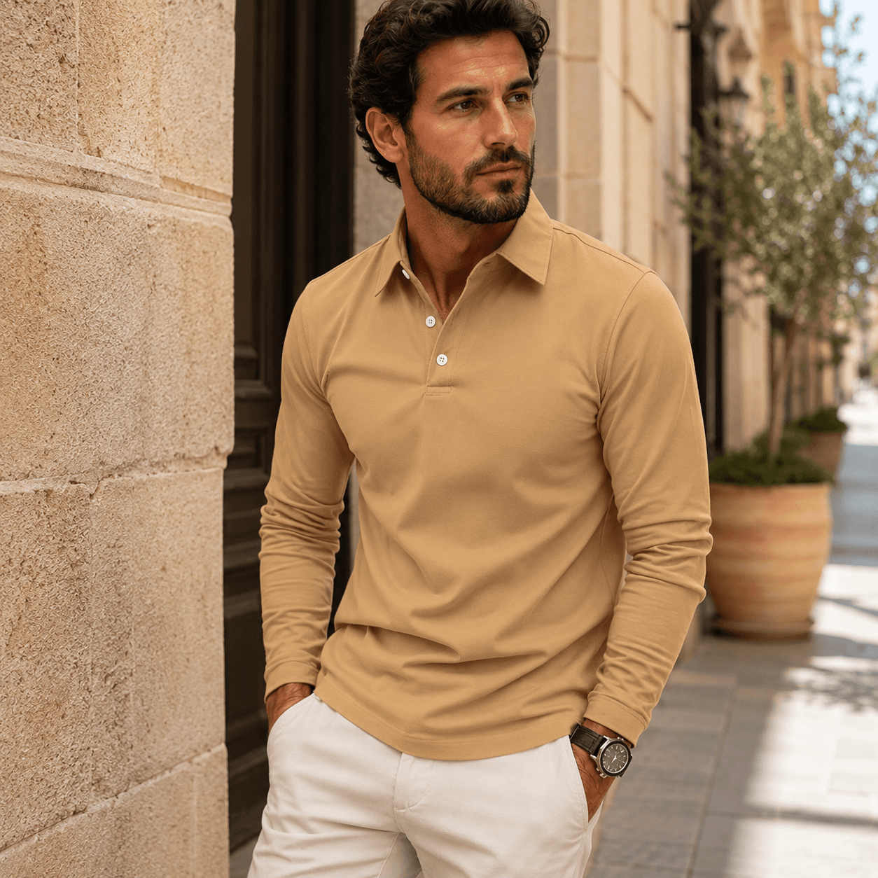 Enne | Luxury Long-Sleeve Polo for Men
