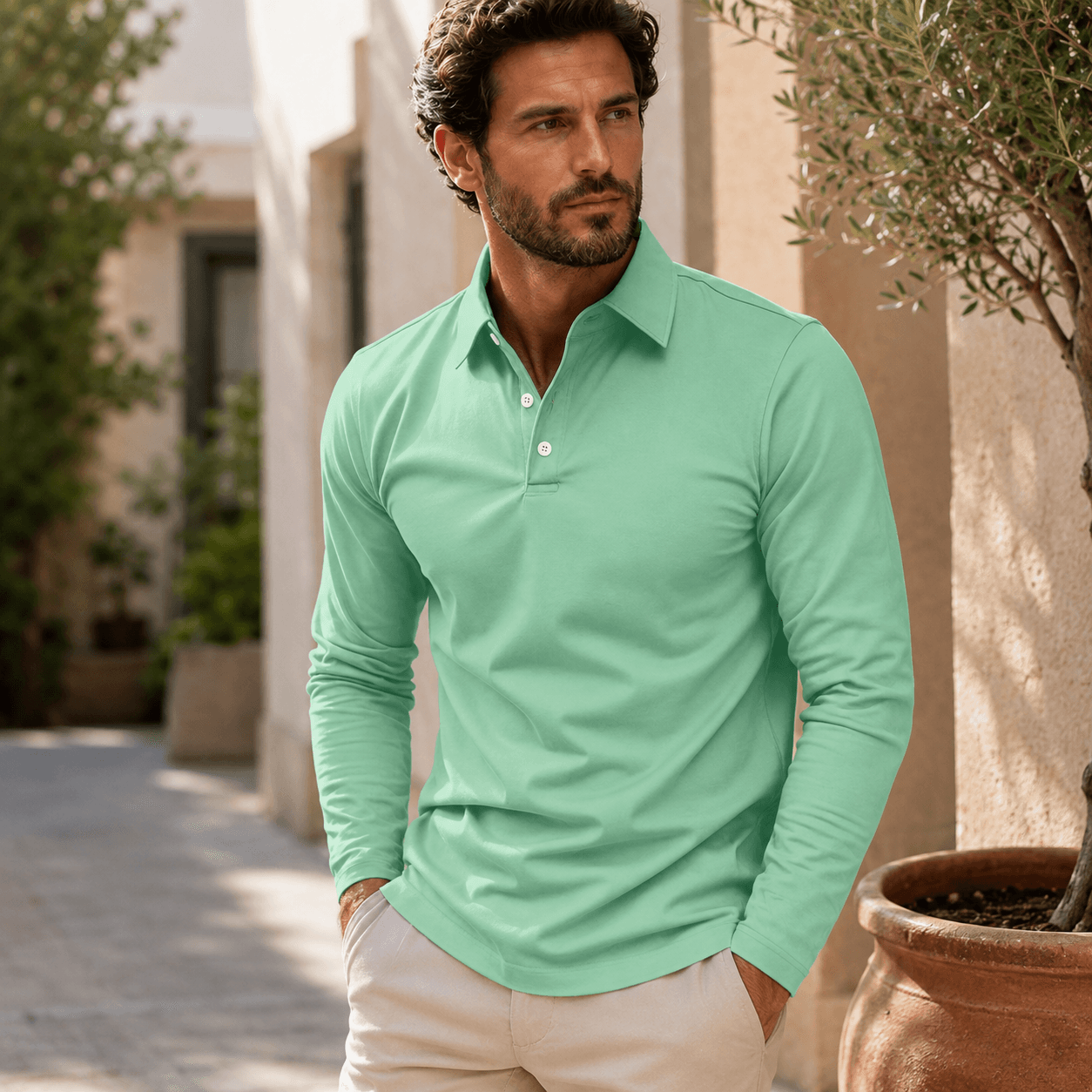 Enne | Luxury Long-Sleeve Polo for Men