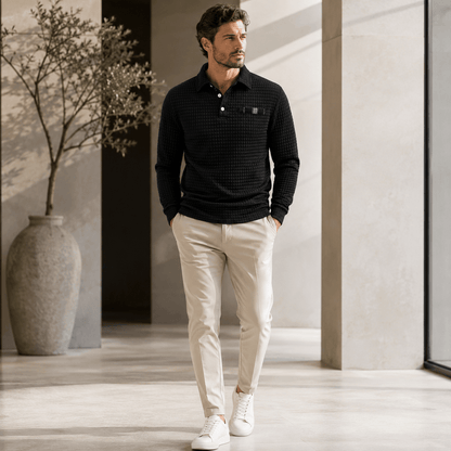 Abini | Textured Jacquard Polo for Men