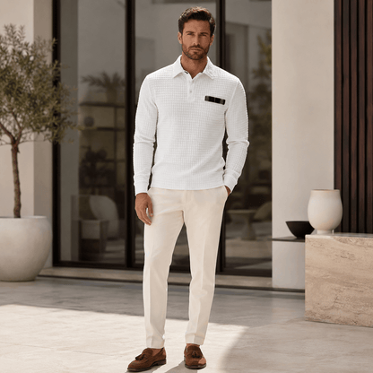 Abini | Textured Jacquard Polo for Men