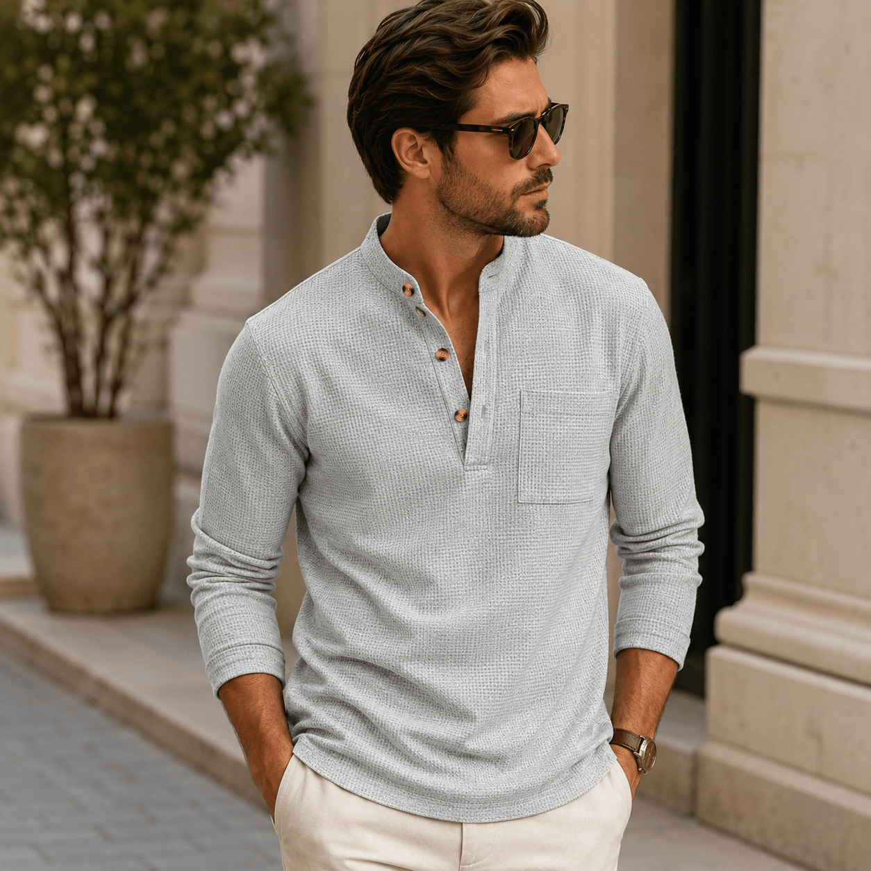 Thogo | Textured High-Collar Shirt for Men